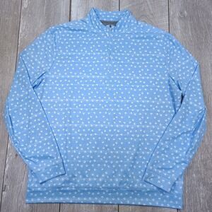 Johnnie-O Jeffe Quarter Zip Pullover Mens Large Blue Palm Tree Print JMKO3500